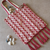 BOLSO DE LINO ROJO DE MACRAME