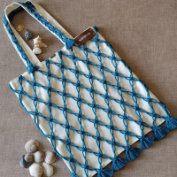 BOLSO DE LINO AZUL DE MACRAME