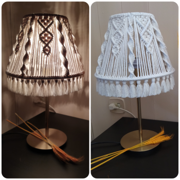 Pantalla de lámpara en macrame